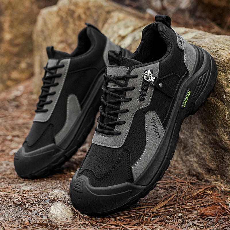 Men's Suede Hiking Shoes - Lace-Up, Breathable, Slip-Resistant, Wide Toe Box with Arch Support