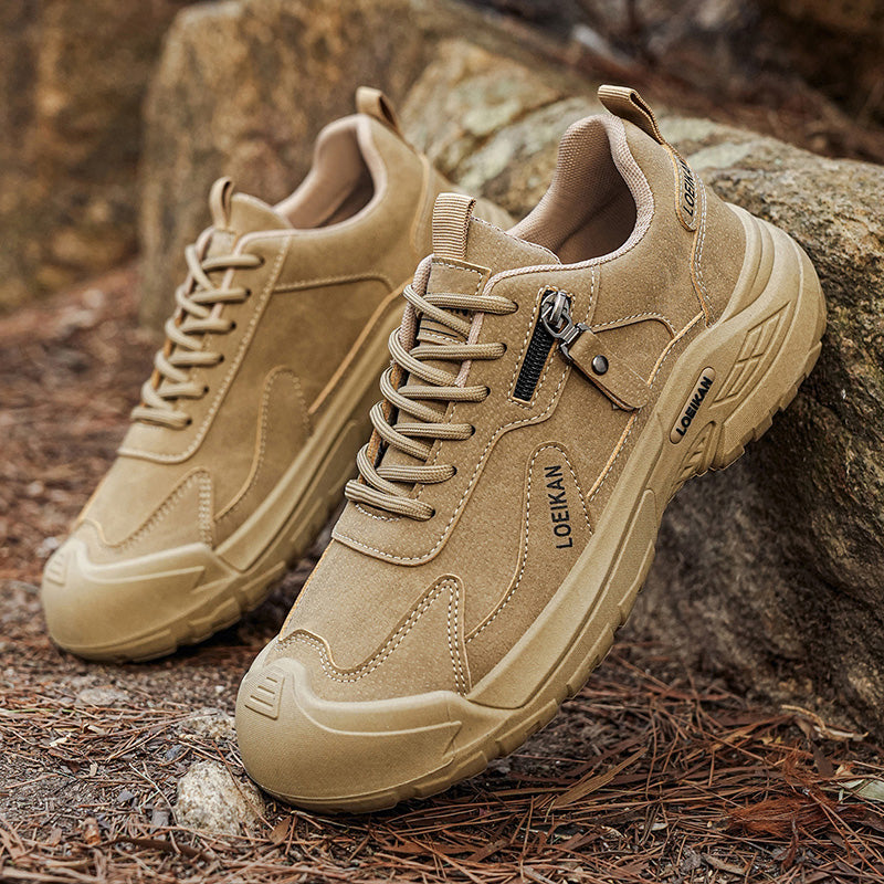 Men's Suede Hiking Shoes - Lace-Up, Breathable, Slip-Resistant, Wide Toe Box with Arch Support