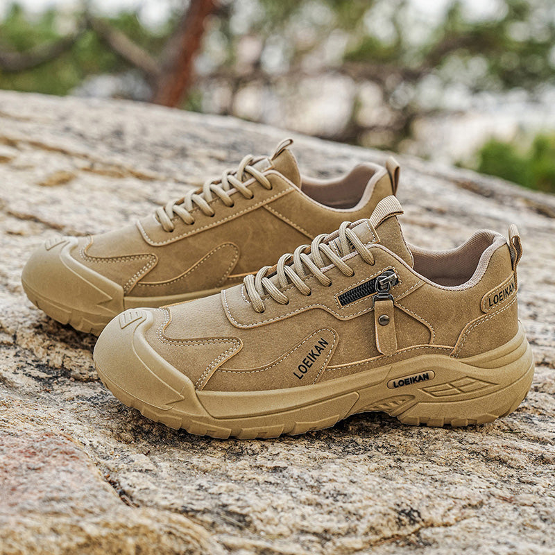 Men's Suede Hiking Shoes - Lace-Up, Breathable, Slip-Resistant, Wide Toe Box with Arch Support