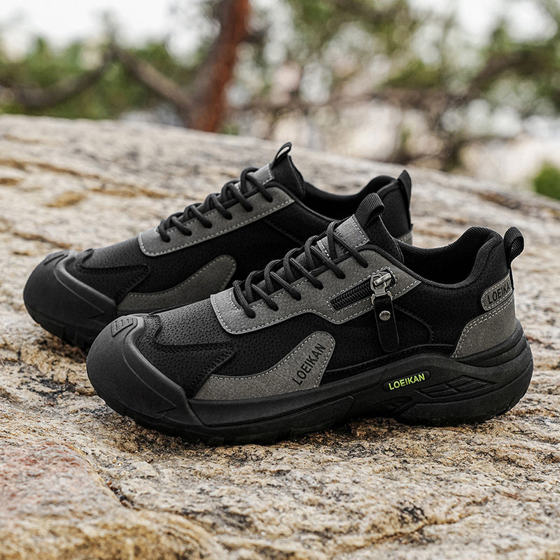 Men's Suede Hiking Shoes - Lace-Up, Breathable, Slip-Resistant, Wide Toe Box with Arch Support