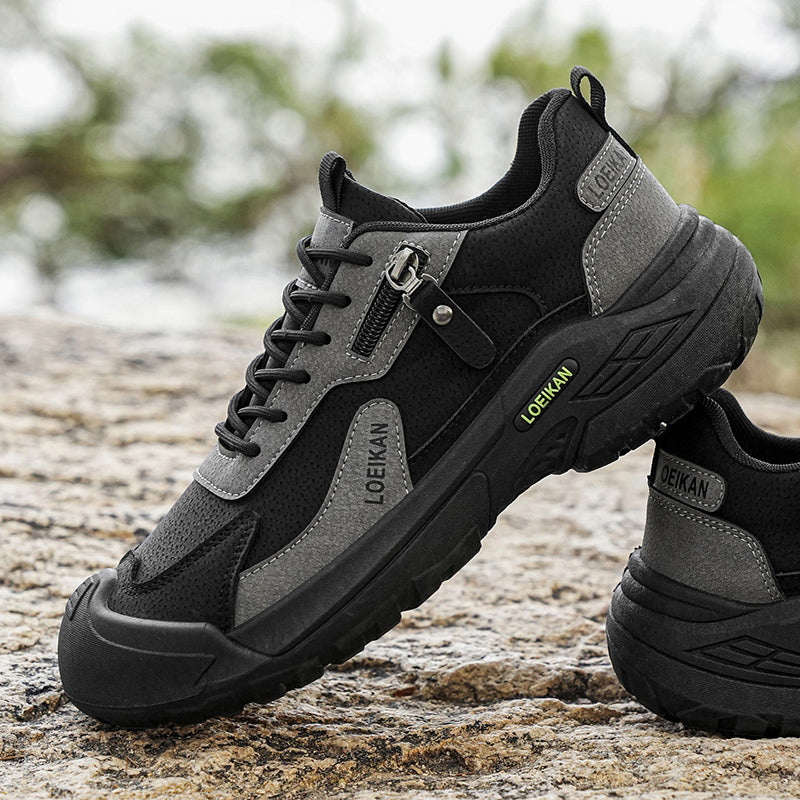Men's Suede Hiking Shoes - Lace-Up, Breathable, Slip-Resistant, Wide Toe Box with Arch Support