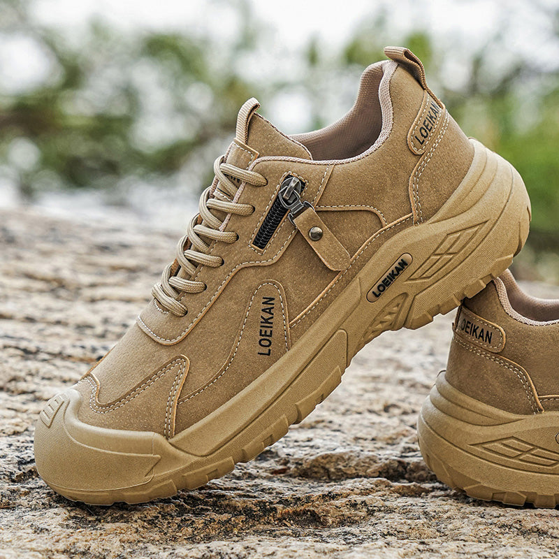 Men's Suede Hiking Shoes - Lace-Up, Breathable, Slip-Resistant, Wide Toe Box with Arch Support