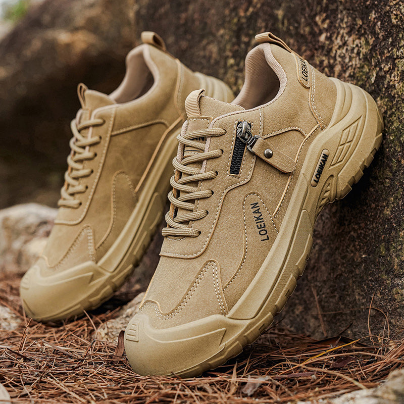 Men's Suede Hiking Shoes - Lace-Up, Breathable, Slip-Resistant, Wide Toe Box with Arch Support