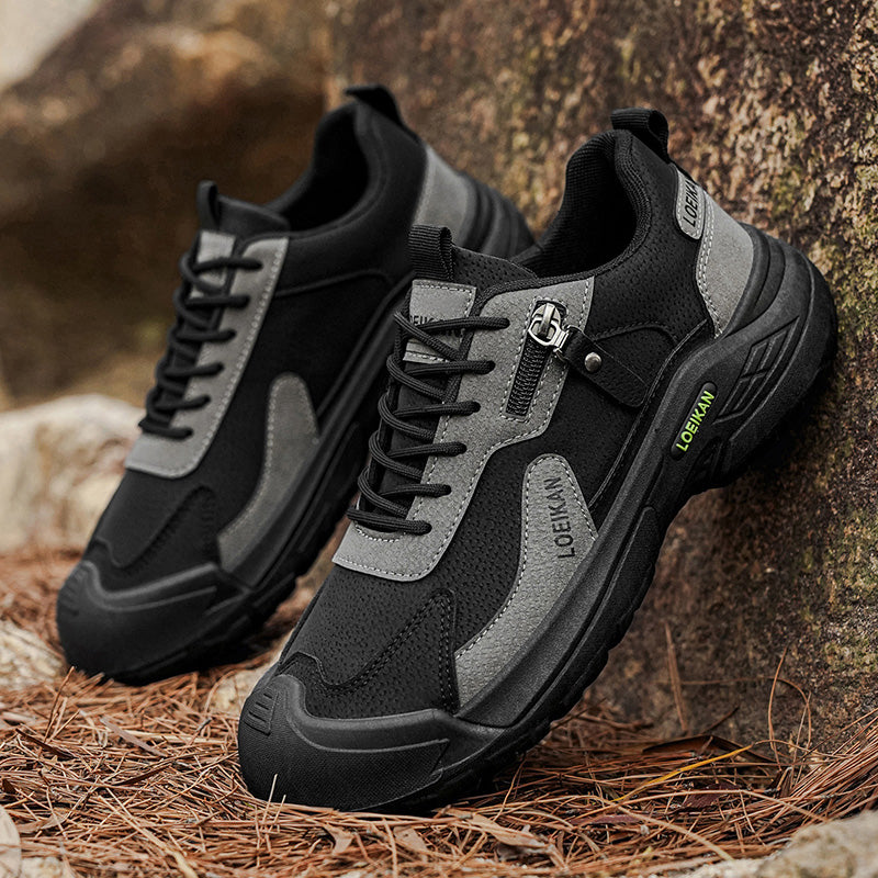 Men's Suede Hiking Shoes - Lace-Up, Breathable, Slip-Resistant, Wide Toe Box with Arch Support