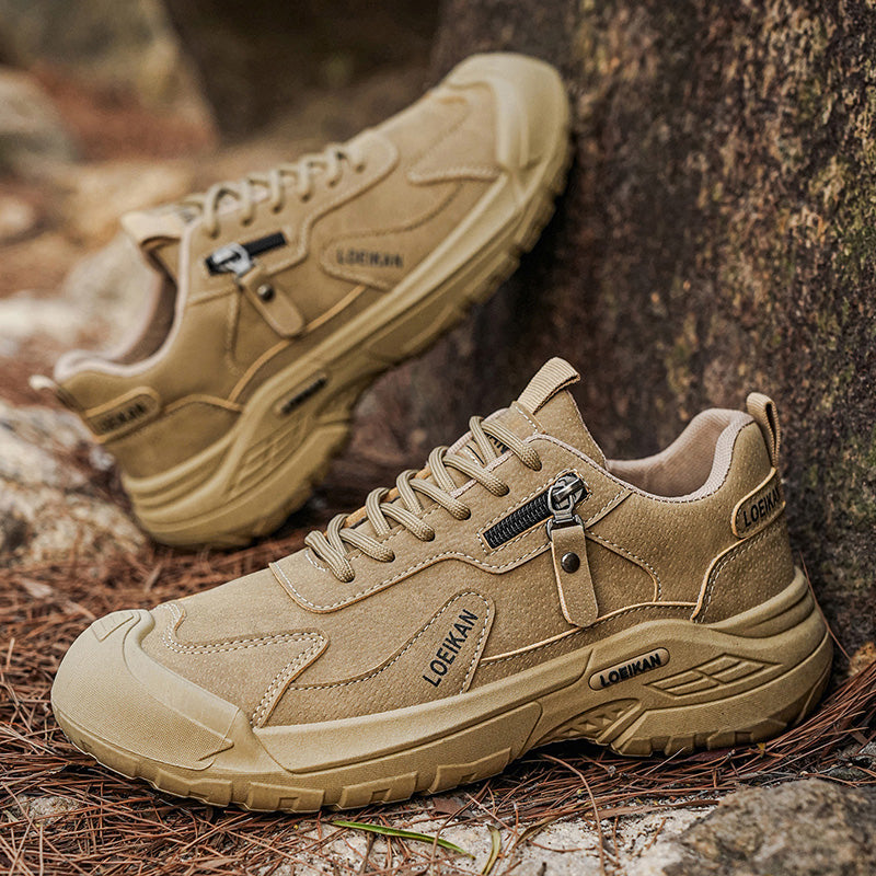 Men's Suede Hiking Shoes - Lace-Up, Breathable, Slip-Resistant, Wide Toe Box with Arch Support