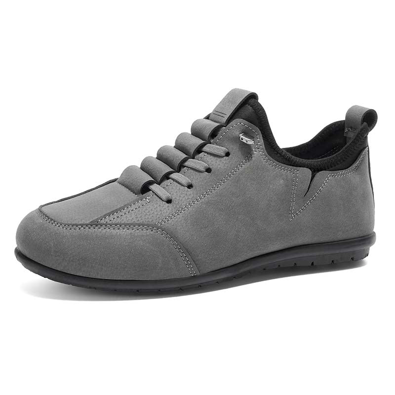Men's Suede Walking Shoes - Lace-Up, Breathable, Wide Toe Box with Arch Support