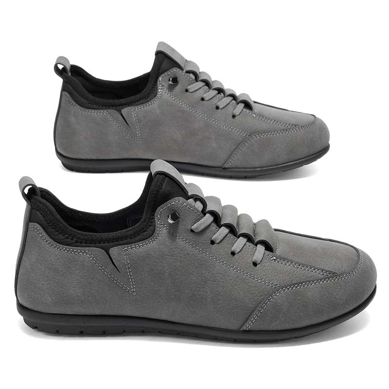 Men's Suede Walking Shoes - Lace-Up, Breathable, Wide Toe Box with Arch Support