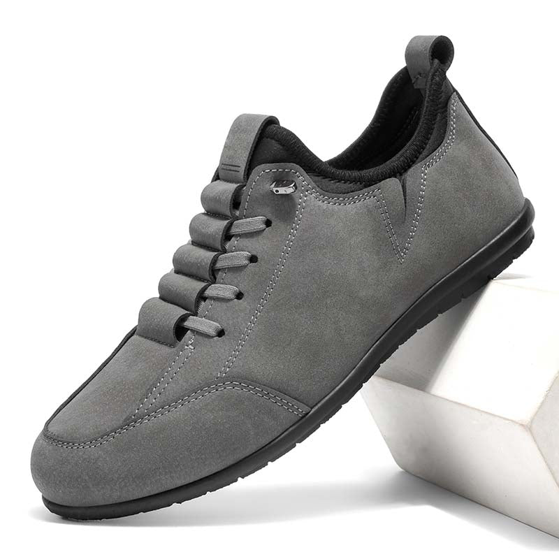Men's Suede Walking Shoes - Lace-Up, Breathable, Wide Toe Box with Arch Support