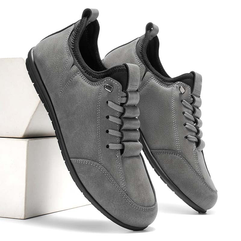 Men's Suede Walking Shoes - Lace-Up, Breathable, Wide Toe Box with Arch Support