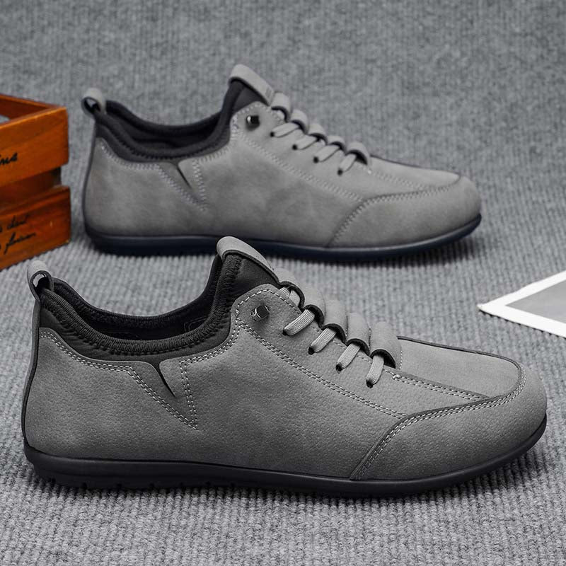 Men's Suede Walking Shoes - Lace-Up, Breathable, Wide Toe Box with Arch Support