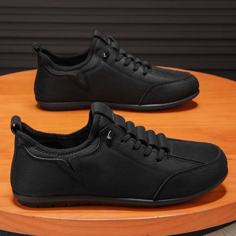 Men's Suede Walking Shoes - Lace-Up, Breathable, Wide Toe Box with Arch Support