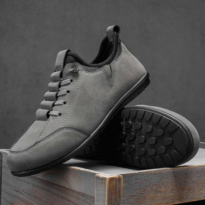 Men's Suede Walking Shoes - Lace-Up, Breathable, Wide Toe Box with Arch Support