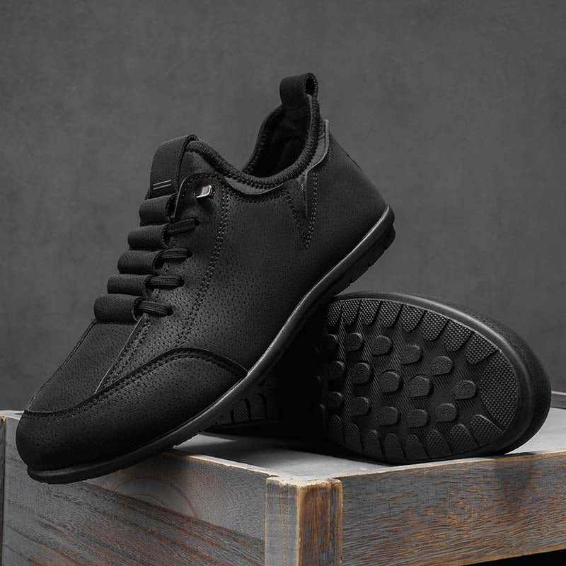 Men's Suede Walking Shoes - Lace-Up, Breathable, Wide Toe Box with Arch Support