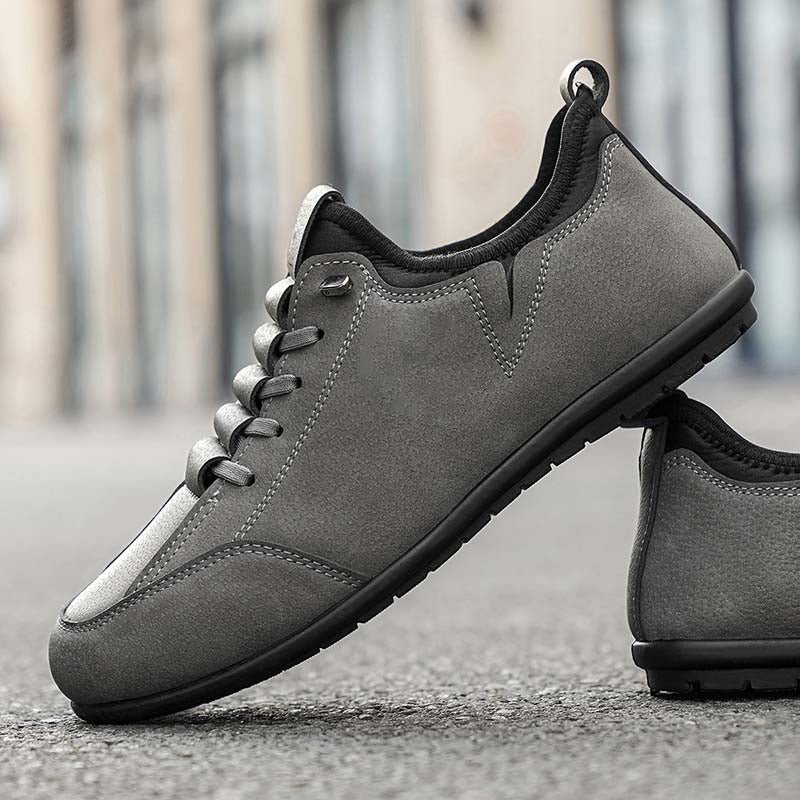 Men's Suede Walking Shoes - Lace-Up, Breathable, Wide Toe Box with Arch Support
