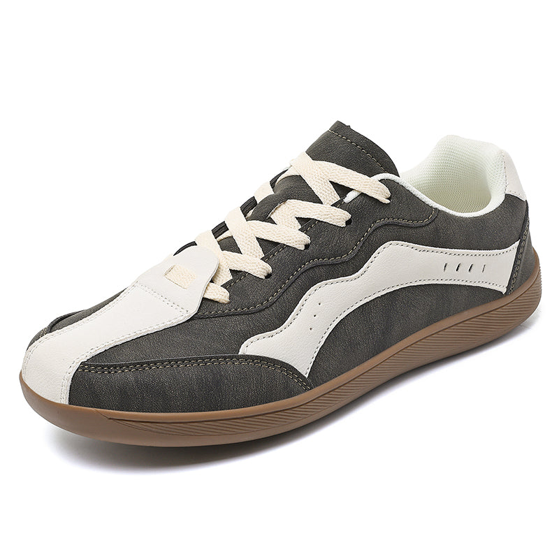 Men's Genuine Leather Walking Shoes - Lace-Up, Waterproof, Wide Toe Box with Arch Support