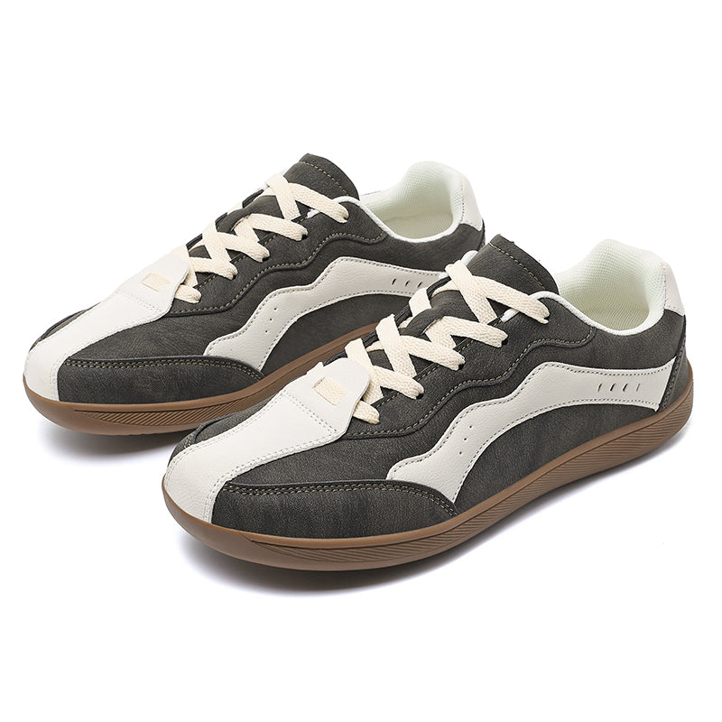 Men's Genuine Leather Walking Shoes - Lace-Up, Waterproof, Wide Toe Box with Arch Support