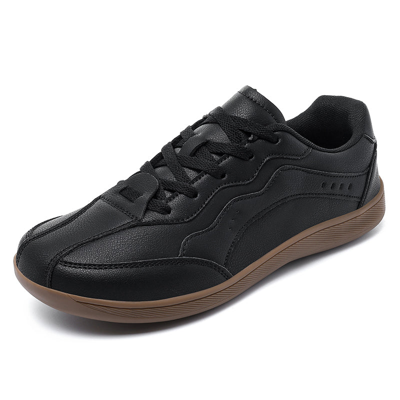 Men's Genuine Leather Walking Shoes - Lace-Up, Waterproof, Wide Toe Box with Arch Support