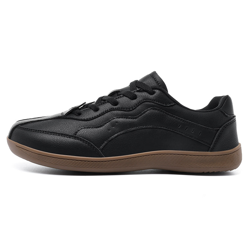 Men's Genuine Leather Walking Shoes - Lace-Up, Waterproof, Wide Toe Box with Arch Support