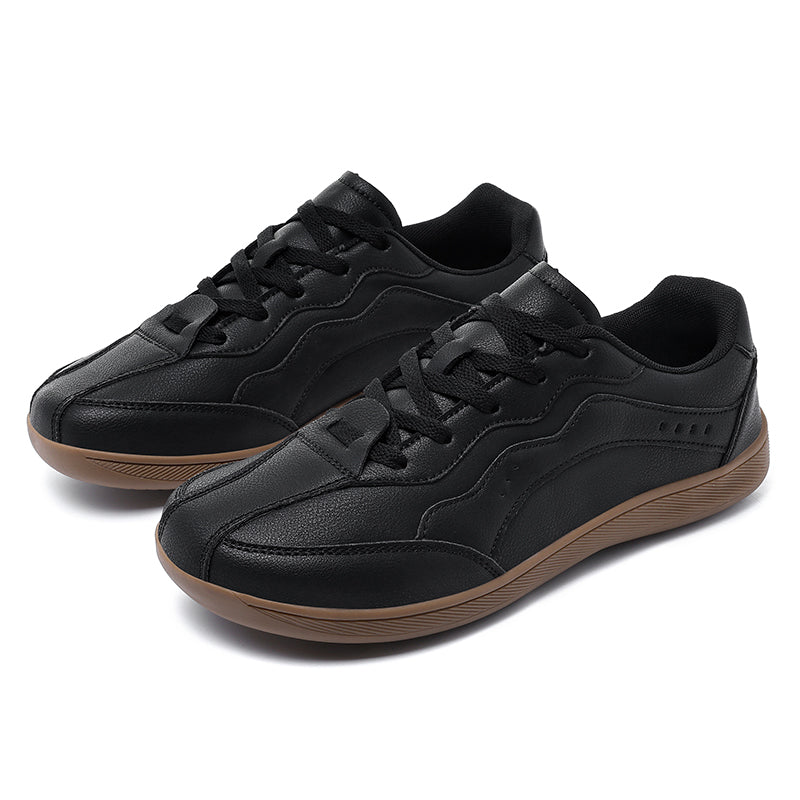 Men's Genuine Leather Walking Shoes - Lace-Up, Waterproof, Wide Toe Box with Arch Support
