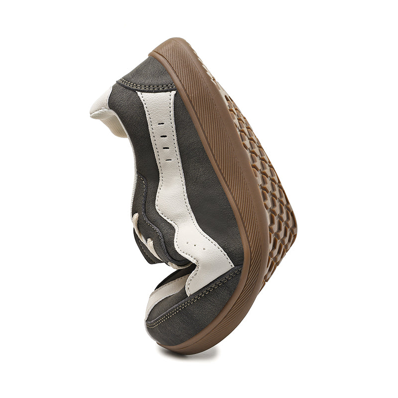 Men's Genuine Leather Walking Shoes - Lace-Up, Waterproof, Wide Toe Box with Arch Support