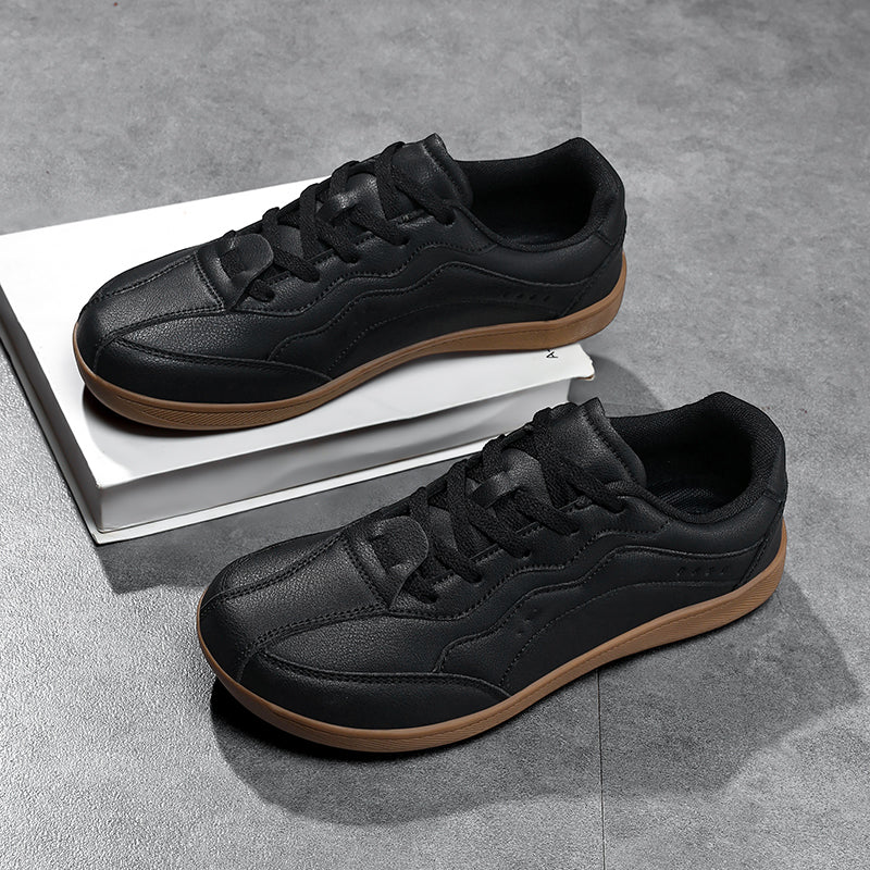Men's Genuine Leather Walking Shoes - Lace-Up, Waterproof, Wide Toe Box with Arch Support
