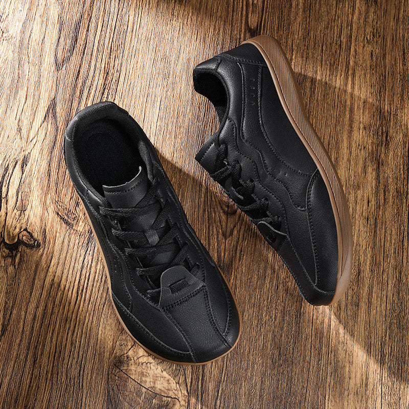 Men's Genuine Leather Walking Shoes - Lace-Up, Waterproof, Wide Toe Box with Arch Support