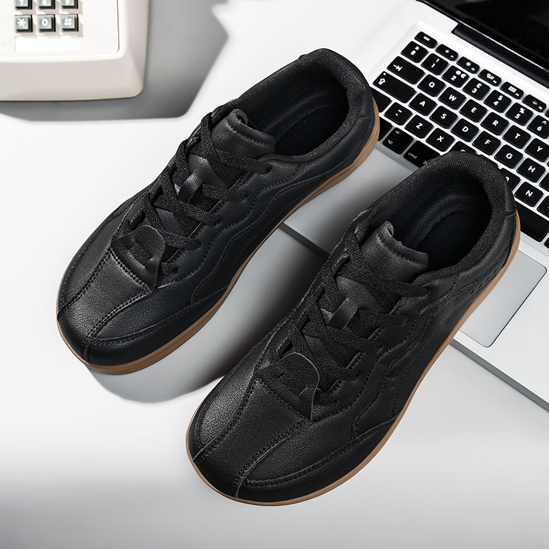 Men's Genuine Leather Walking Shoes - Lace-Up, Waterproof, Wide Toe Box with Arch Support