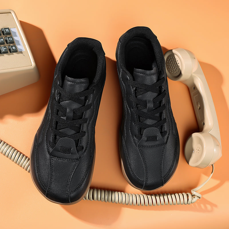 Men's Genuine Leather Walking Shoes - Lace-Up, Waterproof, Wide Toe Box with Arch Support