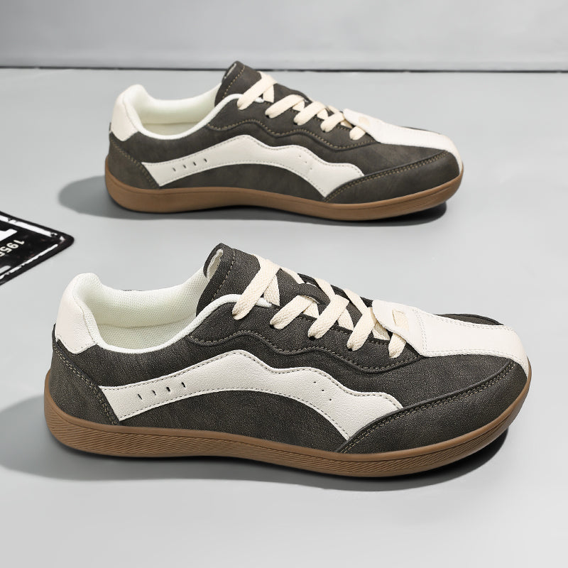 Men's Genuine Leather Walking Shoes - Lace-Up, Waterproof, Wide Toe Box with Arch Support
