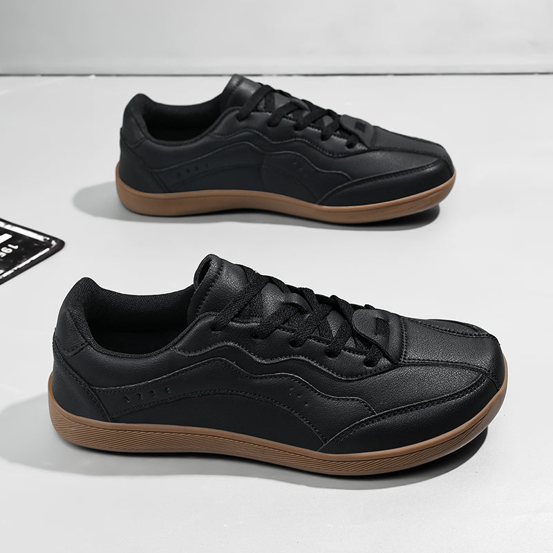 Men's Genuine Leather Walking Shoes - Lace-Up, Waterproof, Wide Toe Box with Arch Support