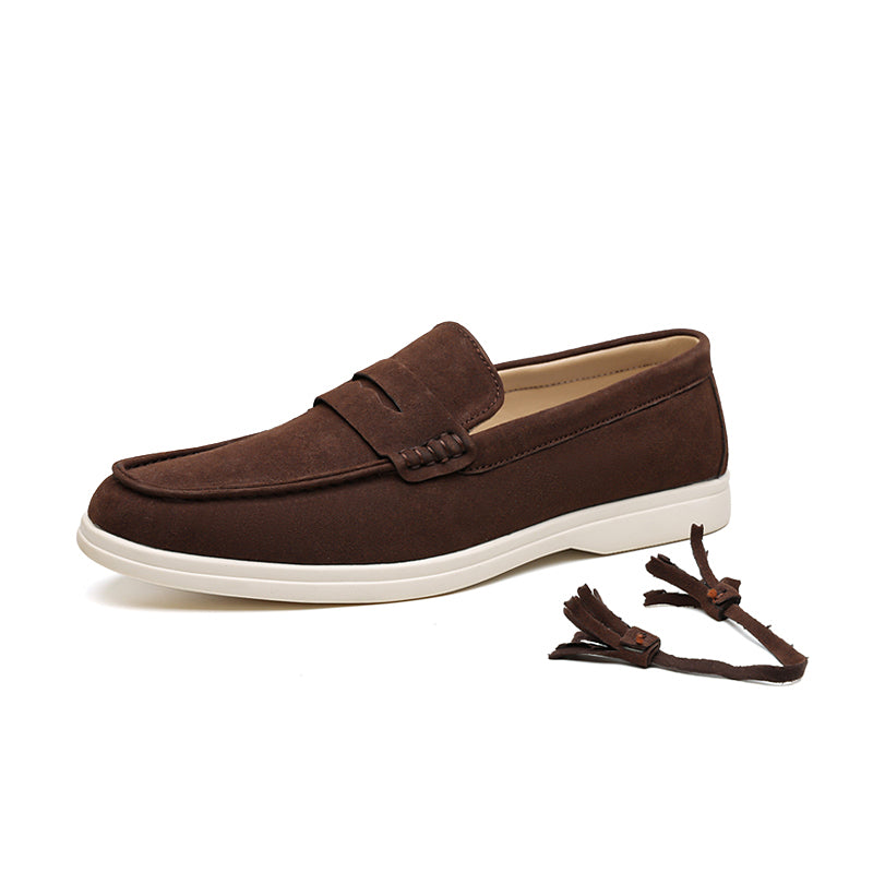 Men's Suede Walking Shoes - Slip-On, Lightweight, Wide Toe Box with Arch Support