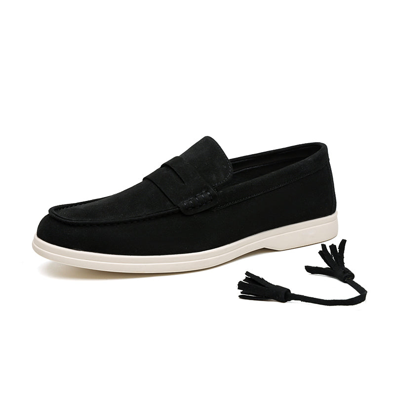 Men's Suede Walking Shoes - Slip-On, Lightweight, Wide Toe Box with Arch Support