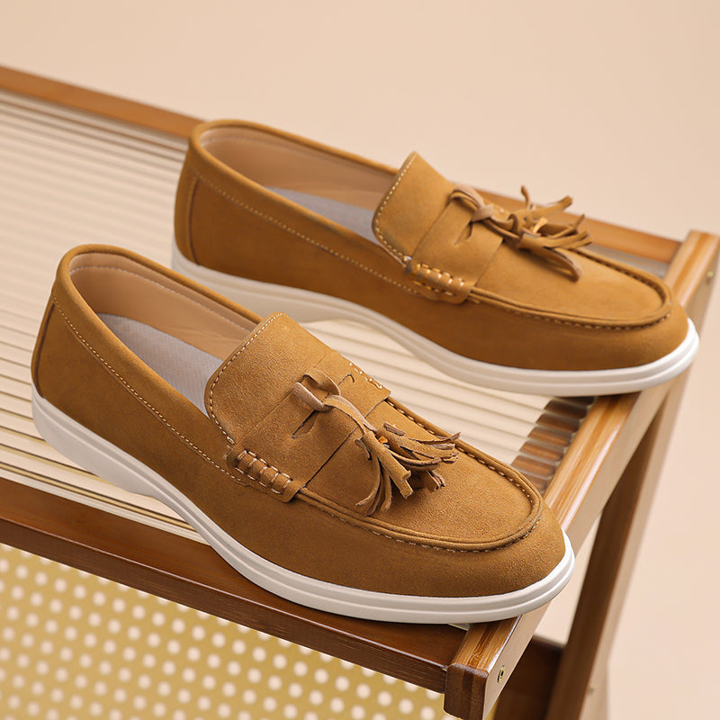 Men's Suede Walking Shoes - Slip-On, Lightweight, Wide Toe Box with Arch Support