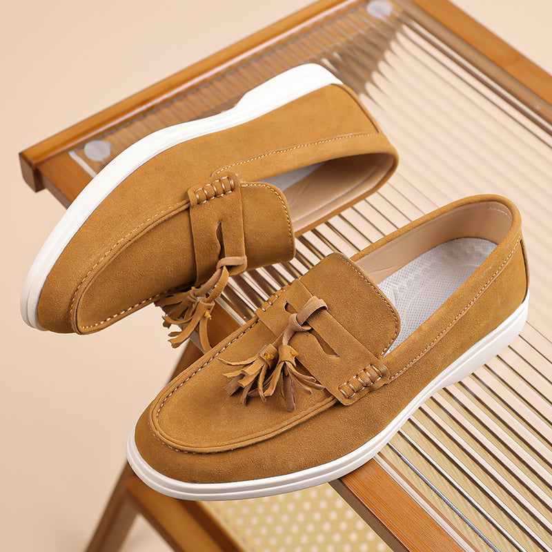 Men's Suede Walking Shoes - Slip-On, Lightweight, Wide Toe Box with Arch Support