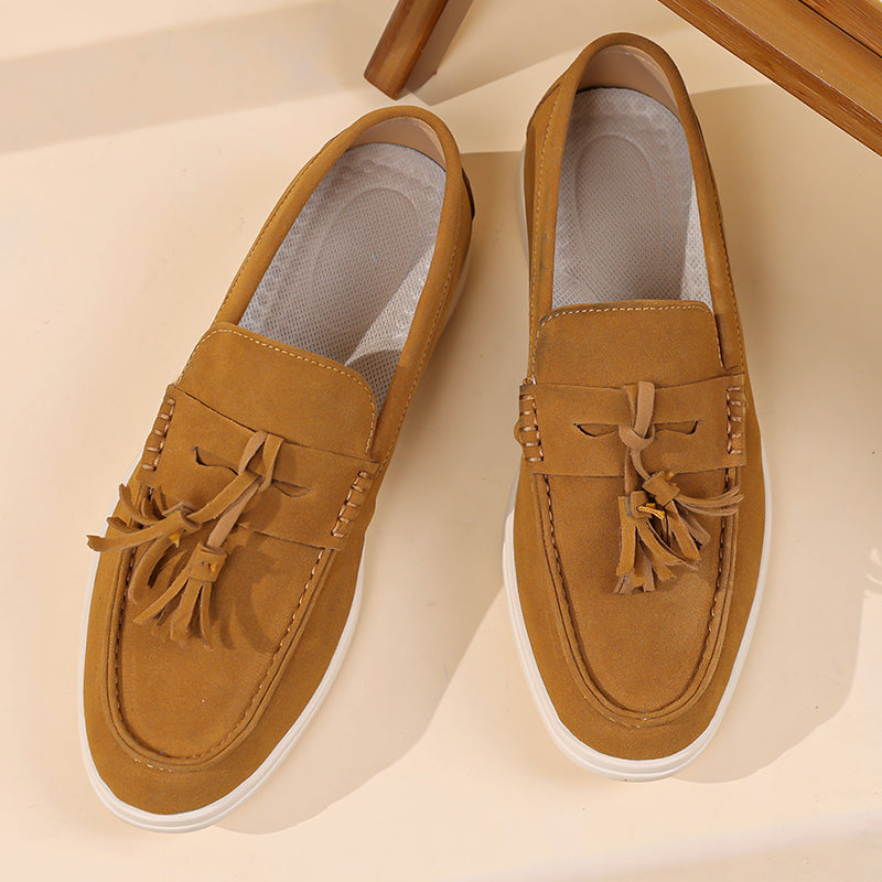Men's Suede Walking Shoes - Slip-On, Lightweight, Wide Toe Box with Arch Support