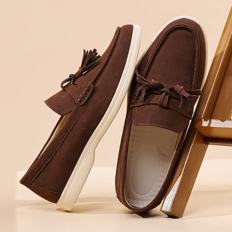 Men's Suede Walking Shoes - Slip-On, Lightweight, Wide Toe Box with Arch Support