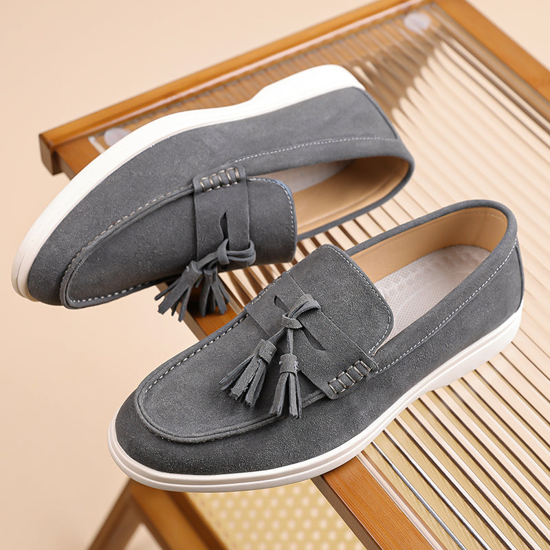 Men's Suede Walking Shoes - Slip-On, Lightweight, Wide Toe Box with Arch Support