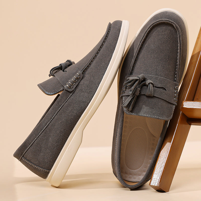 Men's Suede Walking Shoes - Slip-On, Lightweight, Wide Toe Box with Arch Support