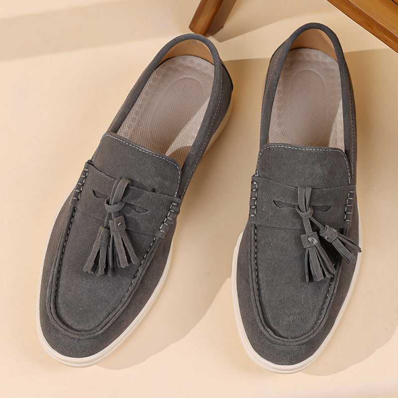 Men's Suede Walking Shoes - Slip-On, Lightweight, Wide Toe Box with Arch Support