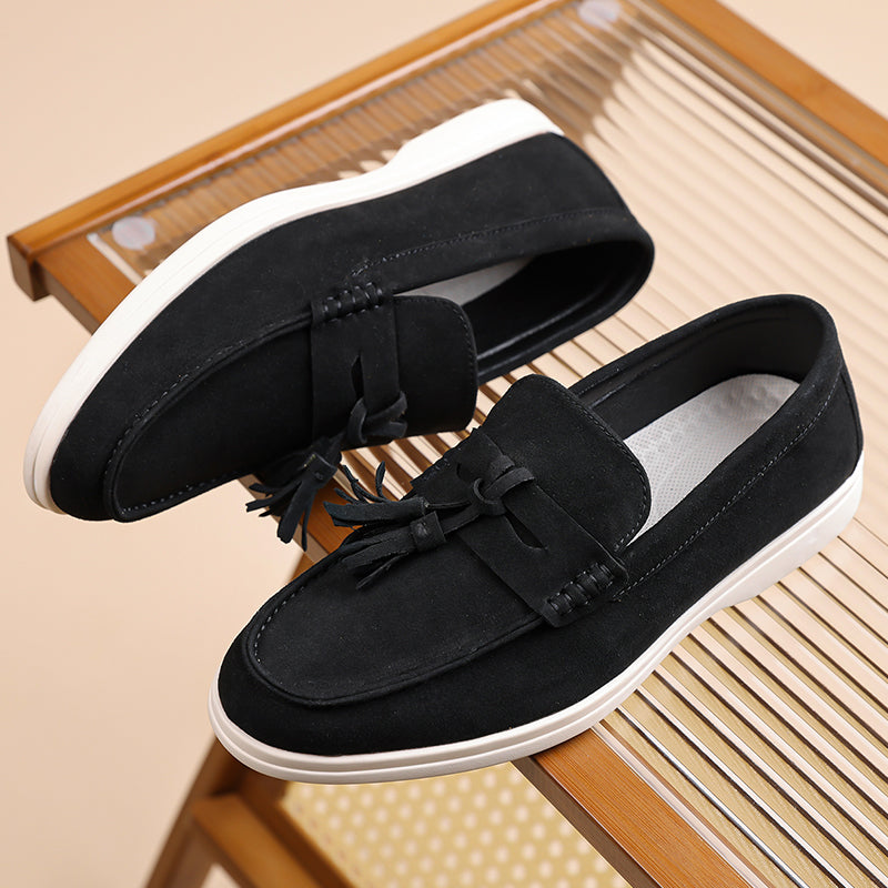 Men's Suede Walking Shoes - Slip-On, Lightweight, Wide Toe Box with Arch Support