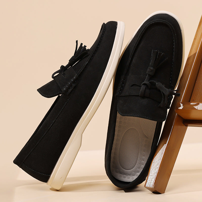 Men's Suede Walking Shoes - Slip-On, Lightweight, Wide Toe Box with Arch Support