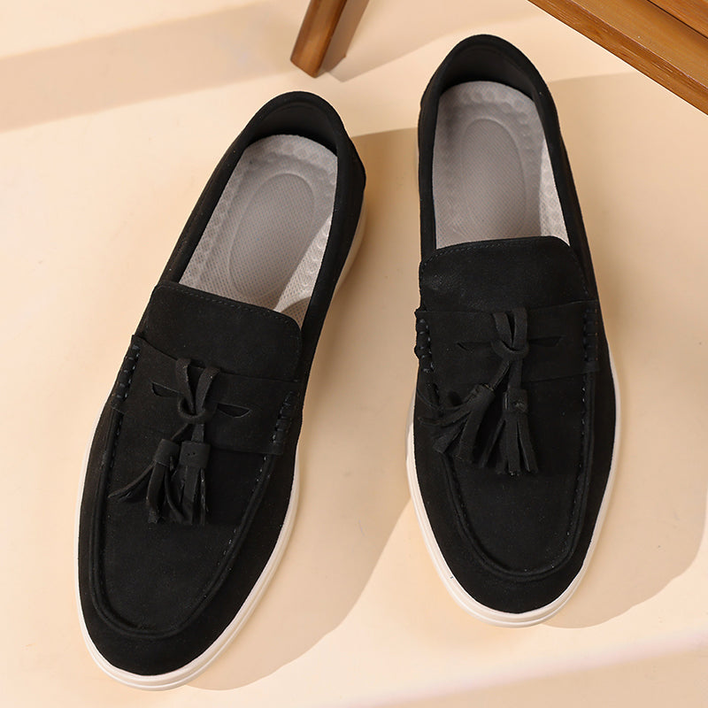 Men's Suede Walking Shoes - Slip-On, Lightweight, Wide Toe Box with Arch Support