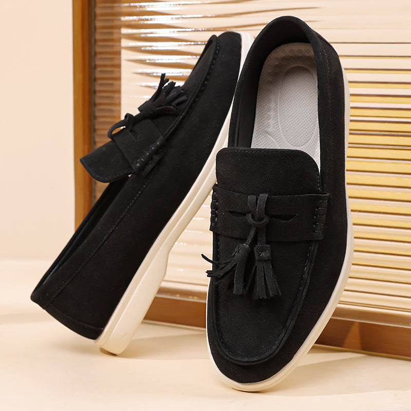 Men's Suede Walking Shoes - Slip-On, Lightweight, Wide Toe Box with Arch Support