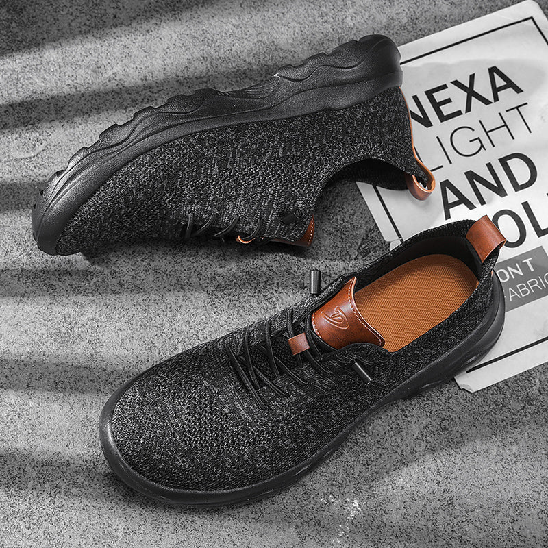 Men's Mesh Walking Shoes - Lace-Up, Cushioned, Wide Toe Box with Arch Support
