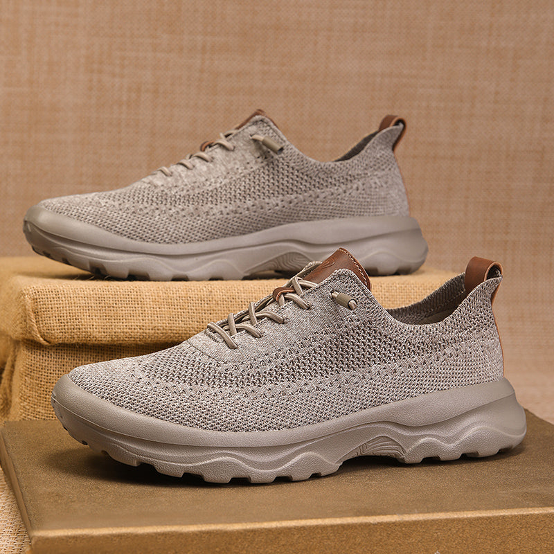 Men's Mesh Walking Shoes - Lace-Up, Cushioned, Wide Toe Box with Arch Support