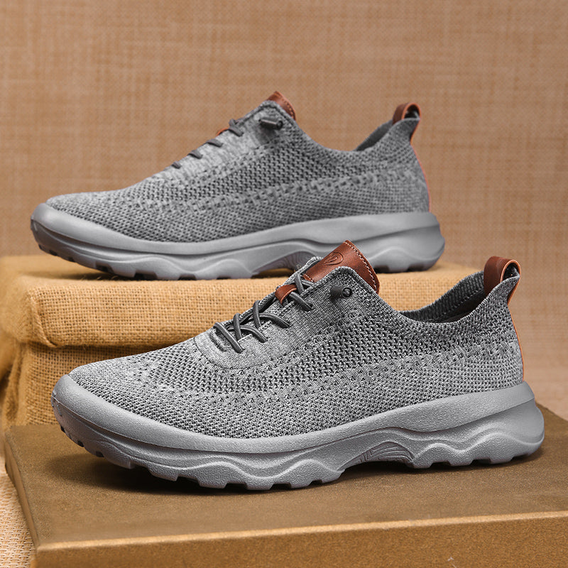 Men's Mesh Walking Shoes - Lace-Up, Cushioned, Wide Toe Box with Arch Support