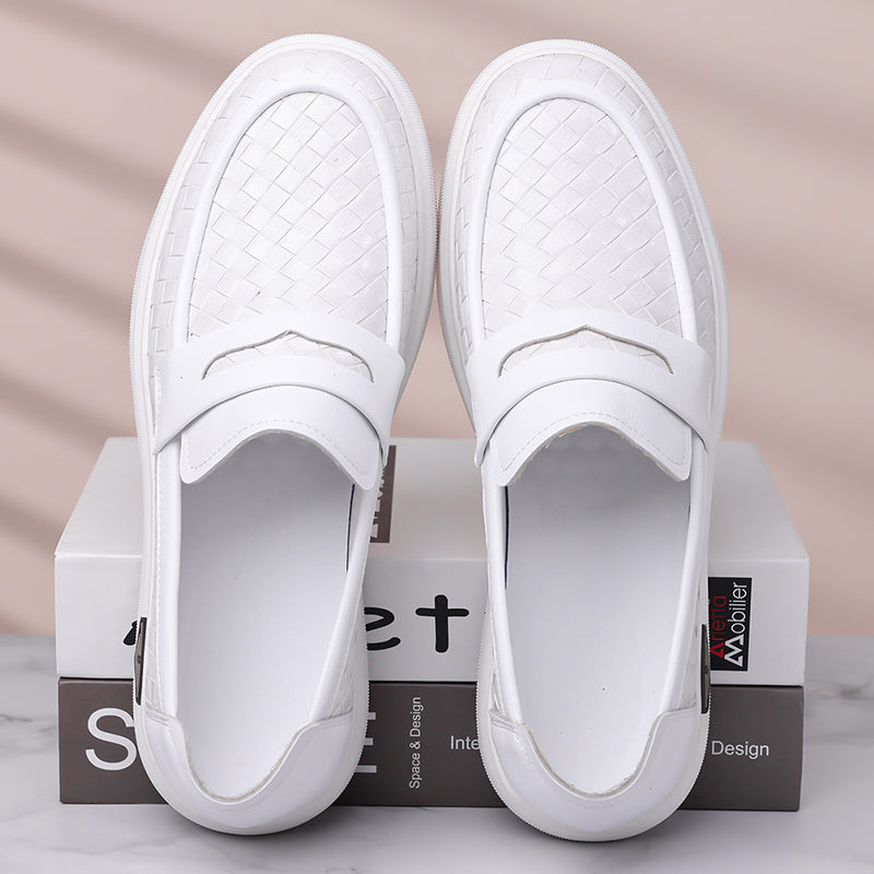 (🎁FREE SOCKS + INSOLES🧦)Men’s Breathable Perforated Leather Slip-On Shoes for Hot, Wide Feet | Arch Support & All-Day Comfort