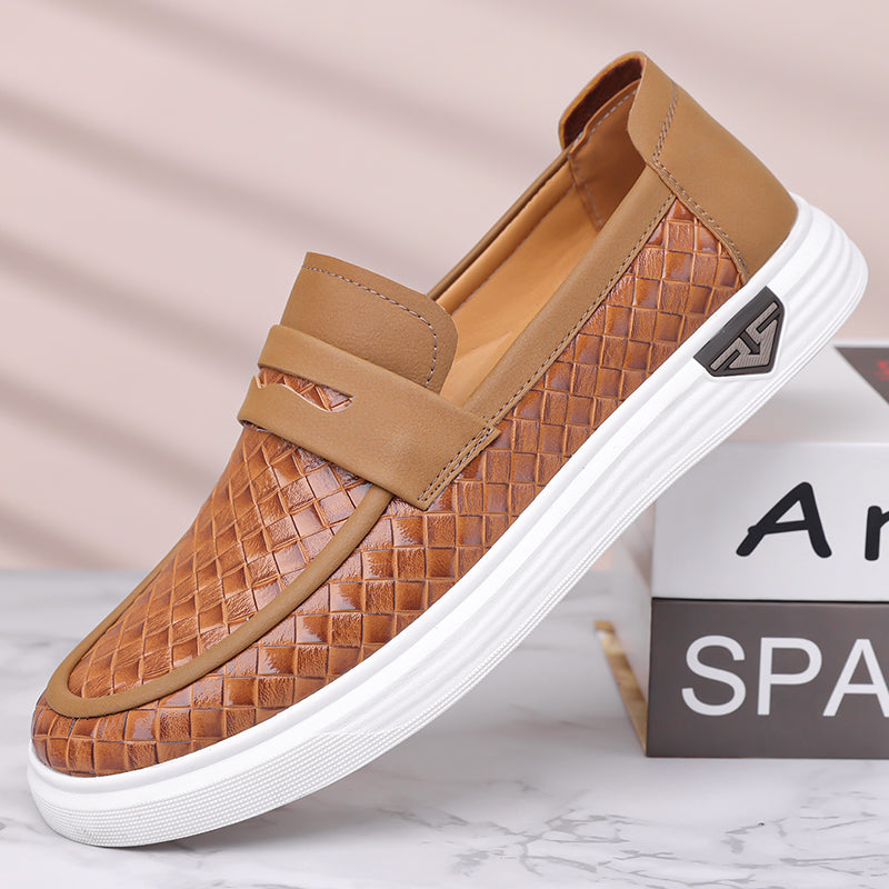 (🎁FREE SOCKS + INSOLES🧦)Men’s Breathable Perforated Leather Slip-On Shoes for Hot, Wide Feet | Arch Support & All-Day Comfort