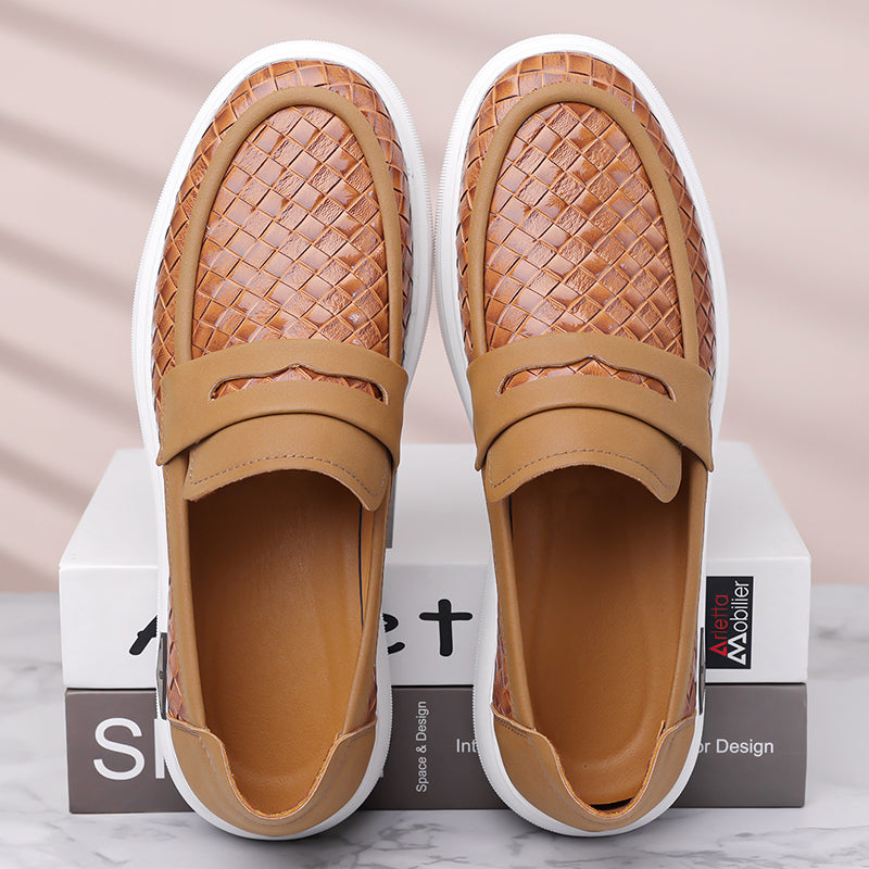 (🎁FREE SOCKS + INSOLES🧦)Men’s Breathable Perforated Leather Slip-On Shoes for Hot, Wide Feet | Arch Support & All-Day Comfort