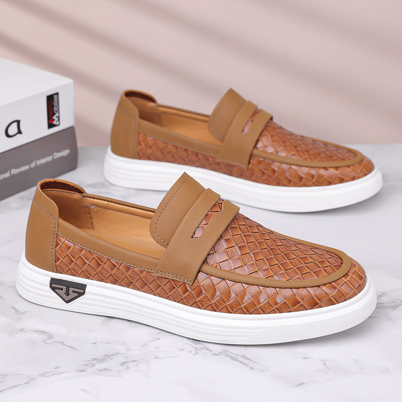 (🎁FREE SOCKS + INSOLES🧦)Men’s Breathable Perforated Leather Slip-On Shoes for Hot, Wide Feet | Arch Support & All-Day Comfort
